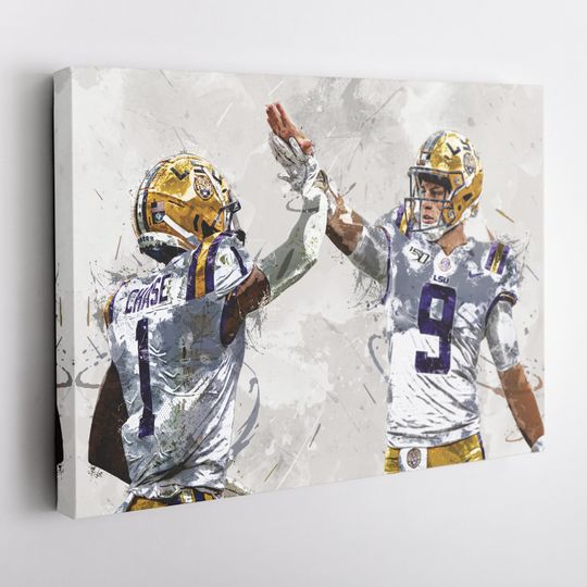 Joe Burrow Ja'Marr Chase Poster, LSU, Cincinnati Bengals, UnFramed Poster, Kids Decor, Man Cave Gift, Wall Art Decor