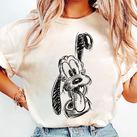 Disney Pluto Sketch Portrait Poster T-Shirt, Disney Mickey and Friends Shirt, Disneyland Trip Family Matching Outfits, Magic Kingdom Shirt