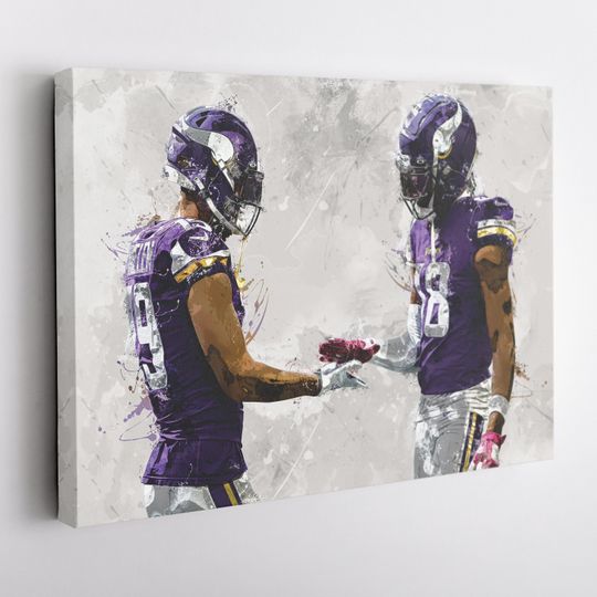 Justin Jefferson Adam Thielen Poster, Minnesota Vikings Poster, Kids Decor, Man Cave Gift, Wall Art Decor