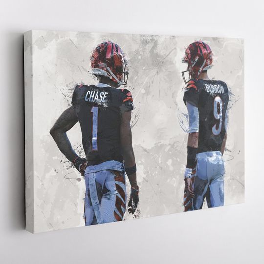 Joe Burrow Ja'Marr Chase Poster, Cincinnati Bengals, UNFramed Poster, Kids Decor, Man Cave Gift, Wall Art Decor