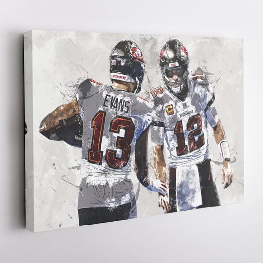 Tom Brady Mike Evans Poster, Tampa Bay Buccaneers, UNFramed Poster, Kids Decor, Man Cave Gift, Wall Art Decor