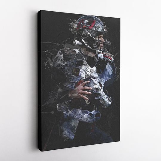 Tom Brady Painting Tampa Bay Buccaneers football Hand Made Poster Print Kids Wall Art Man Cave Gift Home Decor
