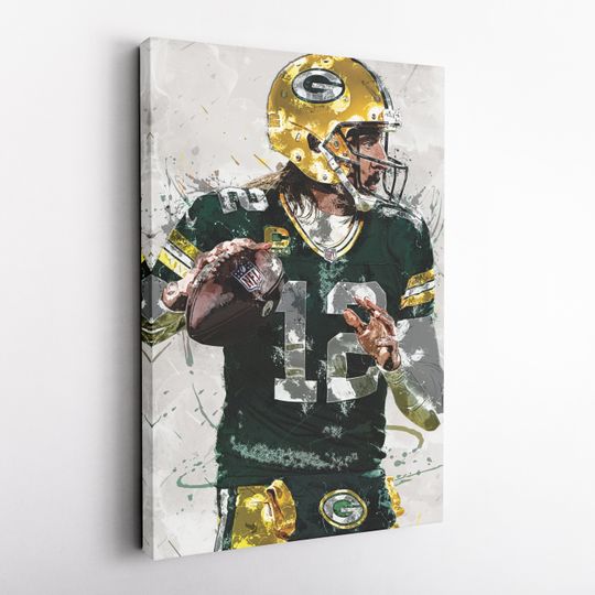Aaron Rodgers Poster, Green Bay Packers - UNFramed Poster, Kids Decor, Man Cave Gift, Wall Art Decor