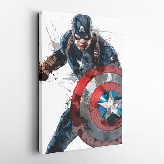 Captain America Poster Marvel Superhero Comics Painting Hand Made Posters Print Kids Wall Art Man Cave Gift Artwork