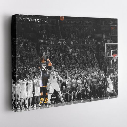 Stephen Curry Game Winner vs OKC Poster Golden State Warriors Basketball Hand Made Poster Print Wall Kids Art Man Cave Gift Home Deco
