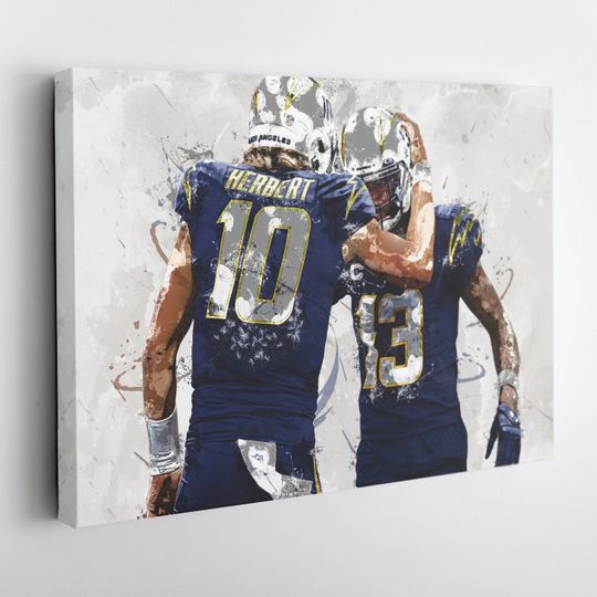 Justin Herbert Keenan Allen Poster, Los Angeles Chargers, UNFramed Poster, Kids Decor, Man Cave Gift, Wall Art Decor