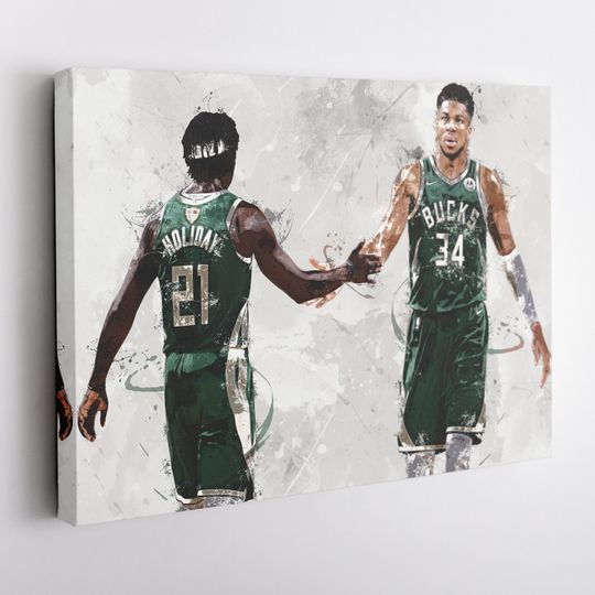 Giannis Antetoko Jrue Holiday Poster, Milwaukee Bucks, UNFramed Poster, Kids Decor, Man Cave Gift, Wall Art Decor