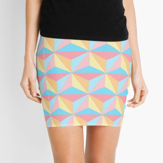 Color Burst Spaceship Earth Pattern Mini Skirt