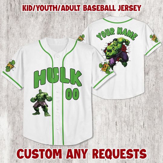 CustomMarvel Hulk Up Bulk Up Baseball Jersey, Hulk Marvels Avengers Assemble Superhero, Magic Kingdom Shirt, Gift For Baseball Fans