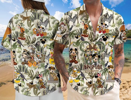 Disney Animal Kingdom Hawaiian Shirt, Mickey and Friends Hawaiian Shirt, Safari Mode Hawaii Shirt, Disney Safari Trip Shirt, Button Up Shirt