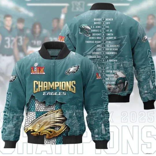 Philadelphia Eagles 2025 Super Bowl LIX Champions Bomber Jacket