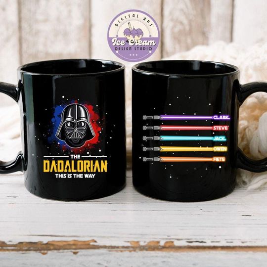 Personalized I Am Their Father Disney Star Wars Mug, Happy Father's Day Galaxy's Edge Dad with Kids Name Coffee Cup Dadalorian Birthday Gift