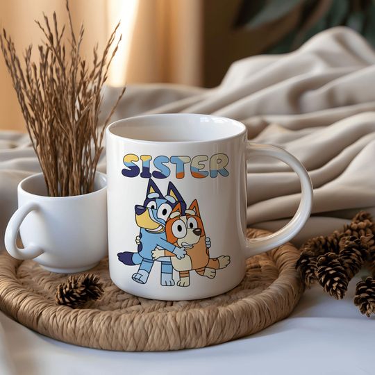 BlueyDad Sister Mug, Custom BlueyDad Mug, BlueyDad and Bingo Mug, Heeler Family Mug, BlueyDad Lovers Gift, Personalized BlueyDad Mug, Coffee Lovers Gift