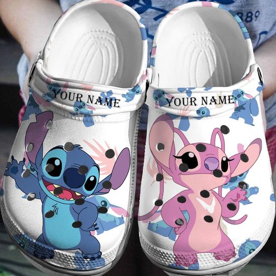 Stitch And Angel Shoes, Magic Kingdom Sandals, Disney Couple Gift, Lilo And Stitch Summer Shoes, Ohana Means Family, Gift For Fan