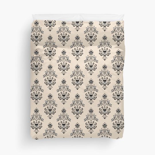 Haunted Mansion Wallpaper Hazelnut #Pastel Duvet Cover