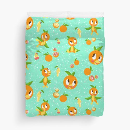 Orange Bird with Dole whip Duvet Cover