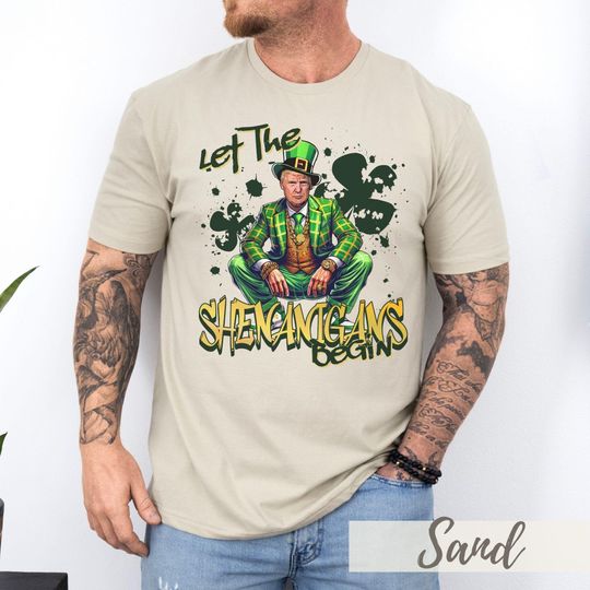 Trump St Patricks Day Shirt, St Paddys Let the Shenanigans Begin Donald Trump Thug T-shirt, Funny Trump Street Art Graffiti Maga Tshirt Gift