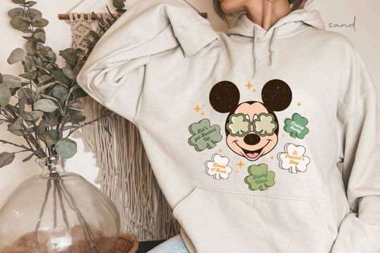 Mickey Lucky Hoodie,Shamrock Hoodie,Saint Patricks Day Hoodie, Saint Patricks Day Family Matching Hoodie, Mickey Ears Hoodie