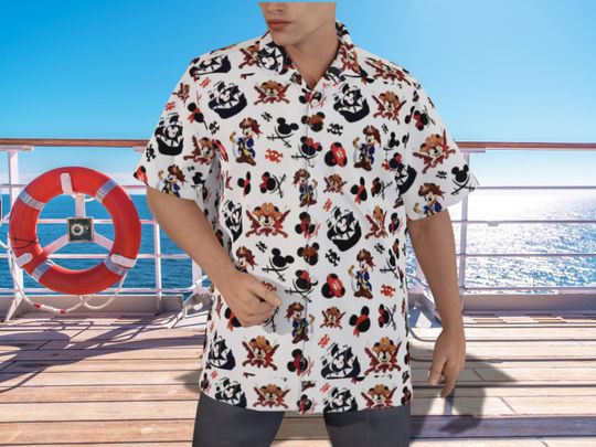 Disney Pirate Night Hawaiian Shirt , Mickey Pirate Themed Hawaiian Shirt for Disney Cruise , Pirate Costume Shirt