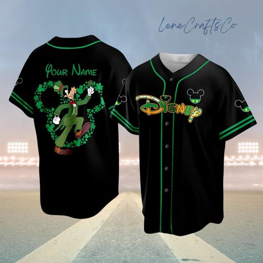 Personalized St Patricks Day Football Jersey, Mickey And Friends Baseball Jersey, A Goofy Movie Athletic Jersey, Goofy Dog Jersey Shirt