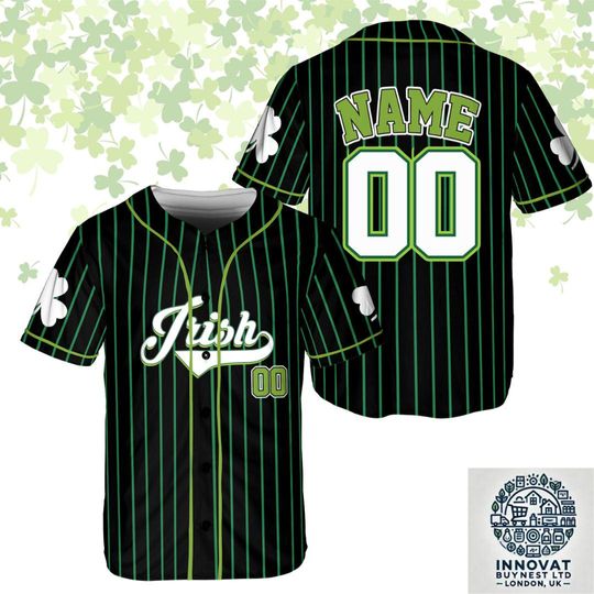 Personalized Name St Patrick's Day Baseball Jersey, Custom Color Lucky Club Green Beer Jersey St Patty's Day Drinking Shirt Irish Party Gift