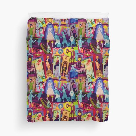 Retro Mansion Collage Duvet Cover