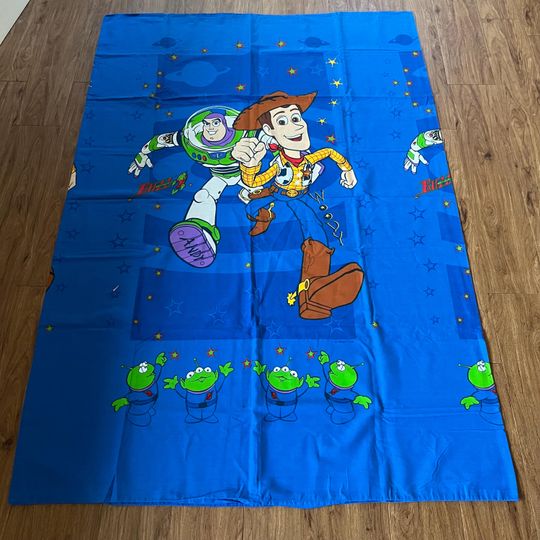 Vintage 1990s Toy Story Woody & Buzz Lightyear Disney Pixar Cartoon Double Sided Single Duvet Doona Cover Retro Toy Story Bedding Homewares