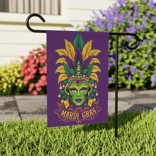 Queen of Mardi Gras Garden Banner, Colorful Outdoor Decoration, Festival Yard Flag, Fat Tuesday Vibrant Home Decor, Spring Celebration Decor