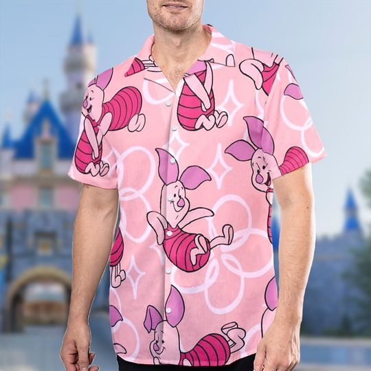 Piglet Hawaii Shirt, Piglet Button Up Shirt, Winnie The Pooh Hawaiian Shirt, Funny Shirt Gift Gift, Piglet 3D All Over Print Shirt