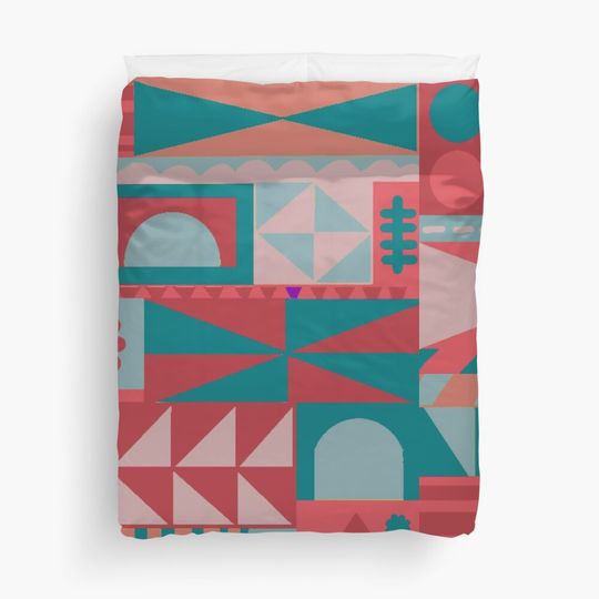 "it's a small world" Pattern (cherry palette) Duvet Cover