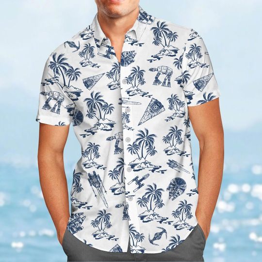 Star Wars Button Shirt, Starship Hawaiian Shirt, Disney Trip Shirt, Magic Kingdom Shirt, Family Vacation Summer Shirt, Gift For Fan