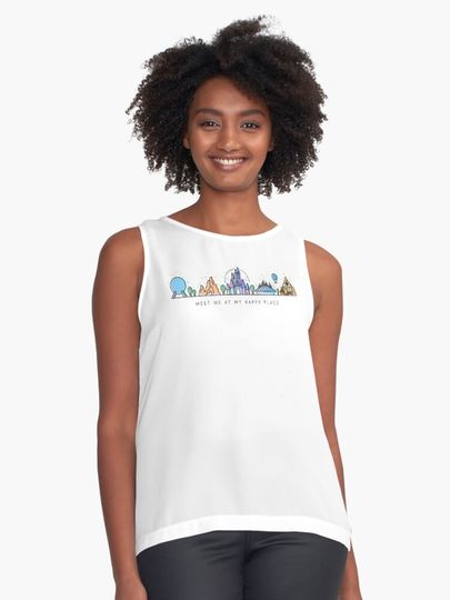 Meet me at my Happy Place Vector Orlando Theme Park Illustration Design Sleeveless Top