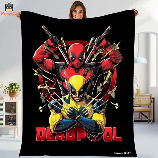 Deadpool and Wolverine Blanket, Deadpool 3 Movie Blanket, Deadpool & Wolverine Blanket, Hugh Jackman, Wolverine Blanket