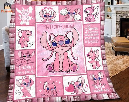 Personalized Angel Blanket | Angel Fleece Blanket | Stitch Angel Birthday Gifts | Disneyland Valentine Blanket | Couples Blanket