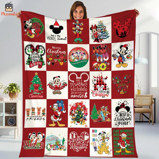 Disneyland Mickey And Friends Christmas Blanket, Mickey's Verry Merry Christmas Party Blanket, Magic Kingdom Blanket, Disneyland Christmas
