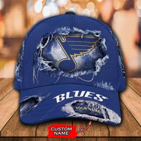 Personalized St Louis Blues Classic Cap, Hockey Team Baseball Cap, Hat Gift