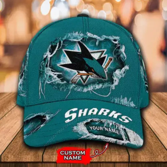 Personalize San Jose Shark Classic Cap, Hockey Team Baseball Hat, Gift