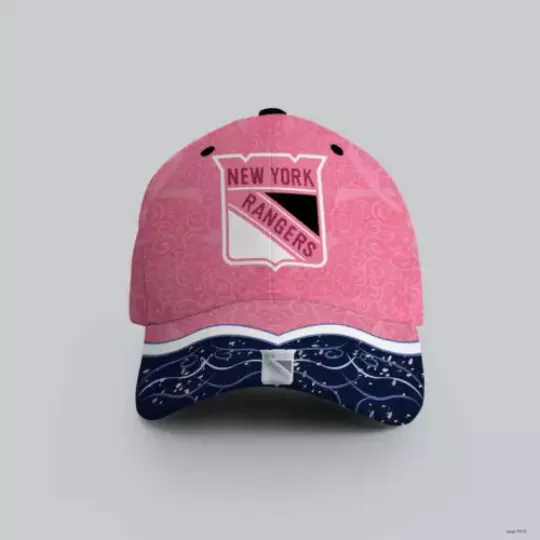 Personalized New York Rangers Baseball Cap Hockey Fights Against Cancer Gift