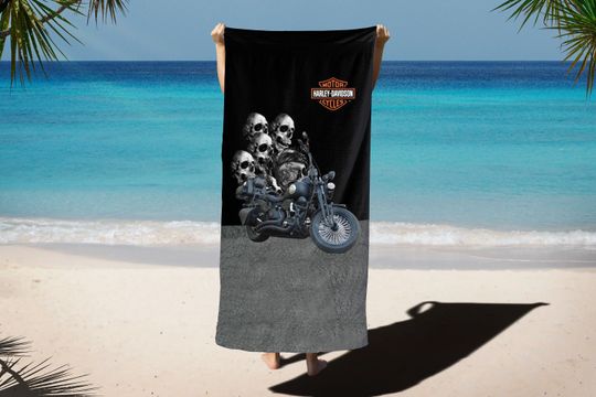 H davidson Inspired Skull Beach Towel - Road Rebel's Beach Gear