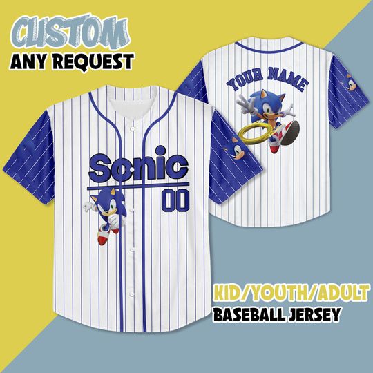 Custom Disney Sonic Baseball Jersey, Personalized Sonic Baseball Jersey, Sonic Party Jersey, Sonic Birthday Gift