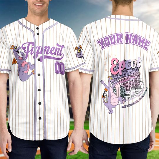 Custom Figment Little Spark Baseball Jersey, Custom Purple Dragon Family Trip Outfit, Figment Baseball Jersey Sport Gift For Fans