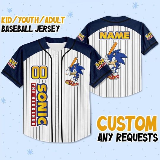 Personalized Sonic Funny Jersey, Sonic Baseball Shirt, Custom Sonic Shirt, Retro Gamer Gift, Sonic Play Shirt, Sonic Gift