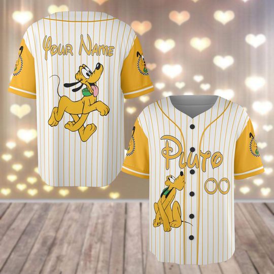 Personalized Pluto Dog Baseball Jersey, Disney Pluto Baseball Shirt, Cute Pet Football Jersey, Matching Jersey Shirt, Cartoon Lover Gift
