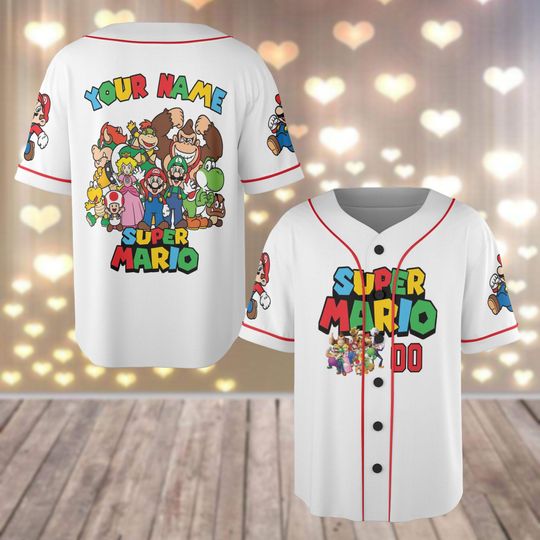 Custom Super Mario Baseball Jersey, Mario Luigi Bowser Donkey Kong Baseball Shirt, Matching Team Jersey, Game Characters Gifts