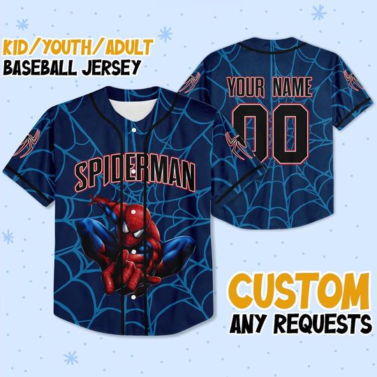Personalize Disney Spiderman Awesome Blue Jersey, Perfect for Kids, Boys Gift, Spiderman Fan Birthday Gift