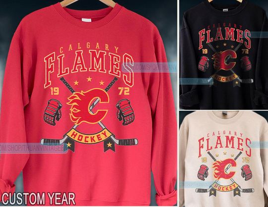Calgary Flames Sweatshirt | Calgary Flames Merch | Vintage Calgary Hockey shirt | Personalized Calgary hockey tee | Hockey Gift