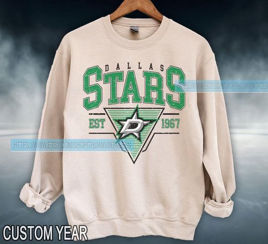 Dallas Stars Sweatshirt Crewneck, Vintage Stars shirt, Dallas Hockey Fan shirt,  Hockey Tee,  Stars Sweatshirt