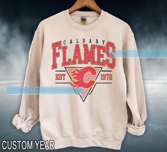 Calgary Flames Sweatshirt Crewneck, Vintage Flames shirt, Calgary Hockey Fan shirt,  Hockey Tee,  Flames Sweatshirt