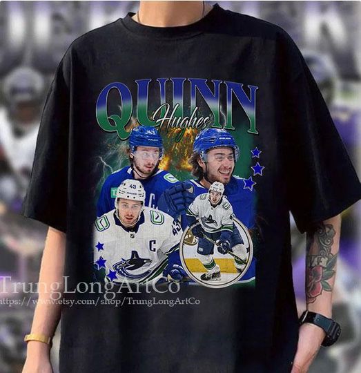 Quinn Hughes Shirt Ice Hockey American Professional Hockey Championships Sport Merch Vintage Graphic Tee Gift Fans