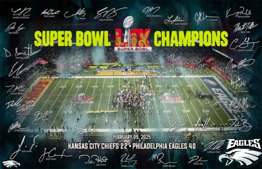 Philadelphia Eagles Super Bowl LIX Champions Poster 2025 Players